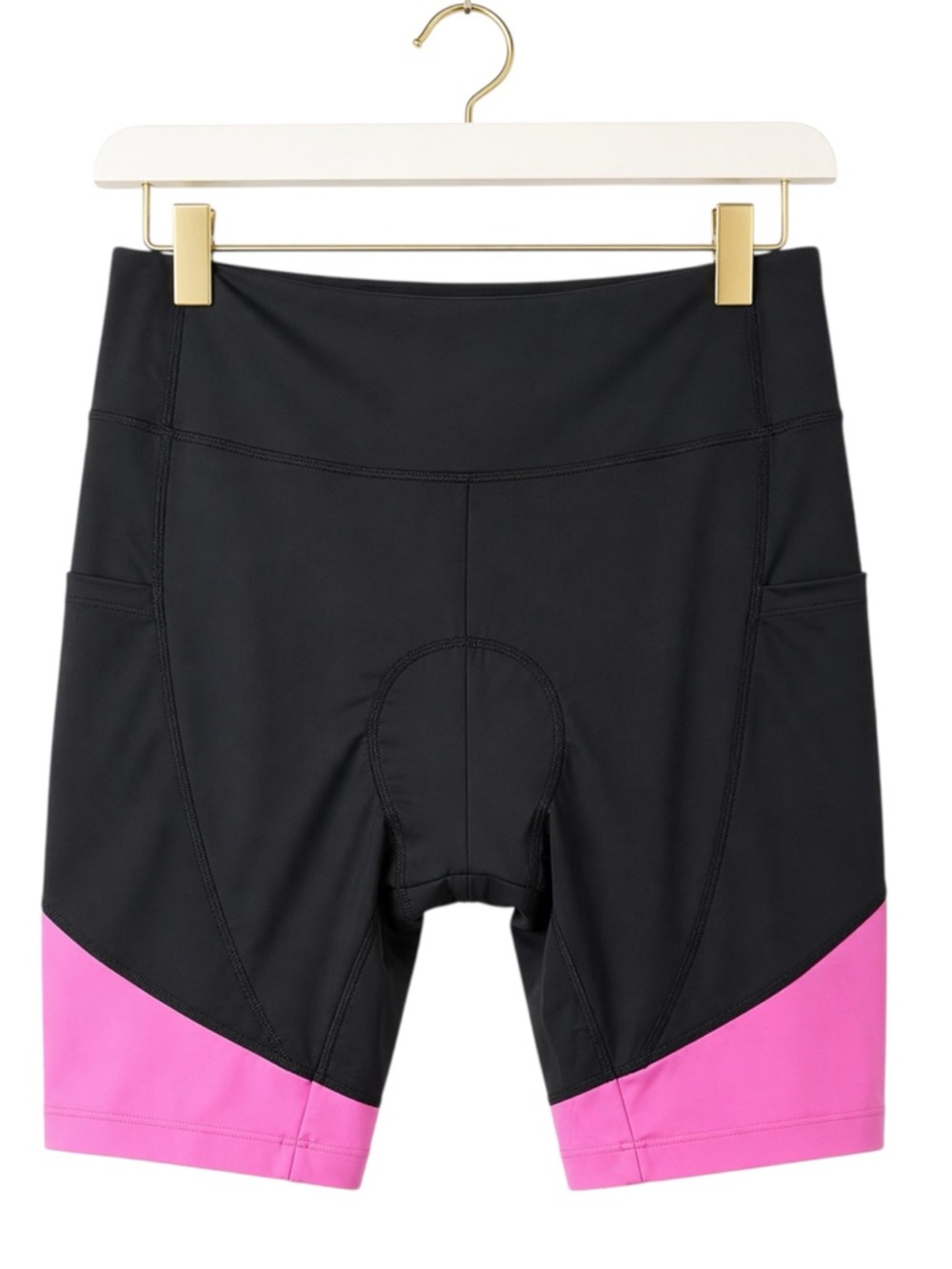 Womens Padded Cycling Shorts XL Black Pink Bike Shorts Pockets Sports Riding